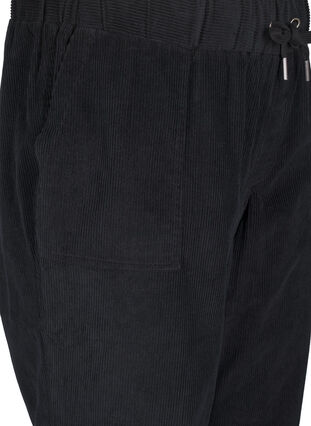 Zizzifashion Corduroy trousers with an elastic waistband, Black, Packshot image number 2