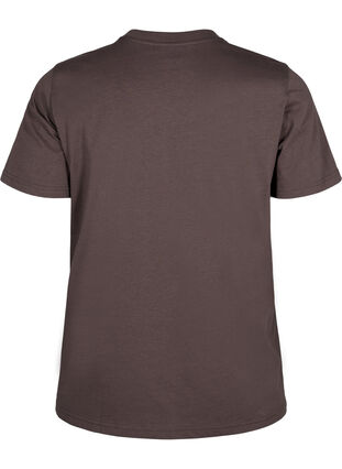 Zizzifashion Basic cotton T-shirt with round neck, Chocolate Martini, Packshot image number 1