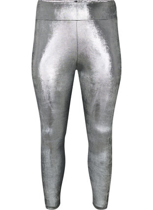 Zizzifashion Silver leggings with high waist, Dark Silver, Packshot image number 0