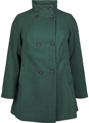 Zizzifashion Short trench coat with an A-line, Trekking Green Mel., Packshot image number 0