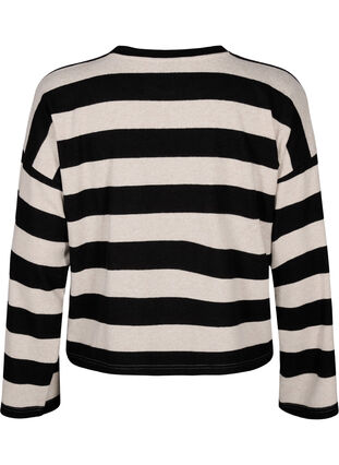 Zizzifashion Long-sleeved blouse with stripes, Bl. Beige Mel.Stripe, Packshot image number 1