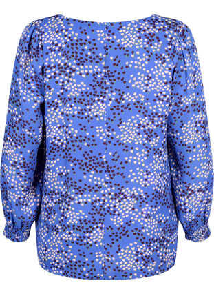 Zizzifashion FLASH - Long sleeved blouse with smock and print, Dazzling Blue AOP, Packshot image number 1