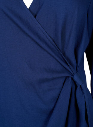 Zizzifashion Long sleeve viscose dress with a wrap look, Medieval Blue, Packshot image number 2