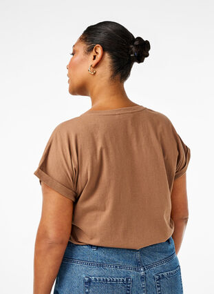 Zizzifashion Short sleeve cotton blend T-shirt, Coca Mocha, Model image number 1