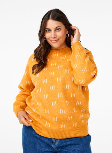 Zizzifashion Patterned pullover, Yam Birch Comb, Model image number 0