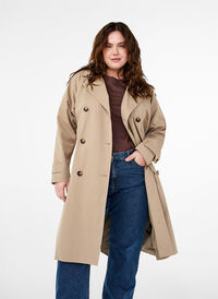 Classic long trench coat with belt, Chinchilla, Model