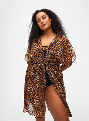 Zizzifashion Beach kimono with print, Leopard, Model image number 2