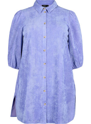 Zizzifashion Corduroy dress with 3/4 sleeves and buttons, Lavender Violet, Packshot image number 0