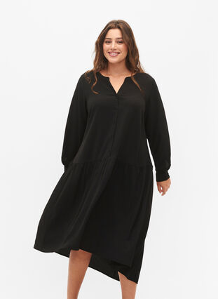 Zizzifashion Midi dress with long sleeves, Black, Model image number 2