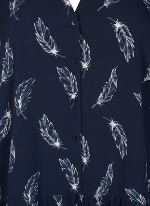 Zizzifashion Midi dress with long sleeves, Navy B. Feather AOP, Packshot image number 2