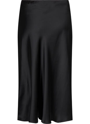 Zizzifashion Long satin skirt, Black, Packshot image number 1