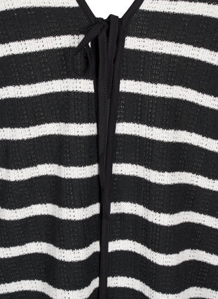 Zizzifashion Cardigan with ties, Black White stripe, Packshot image number 2