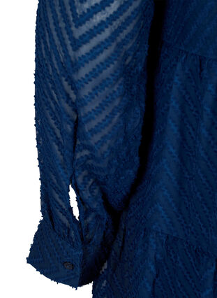 Zizzifashion Textured short dress with a ruffle collar, Navy Blazer, Packshot image number 3