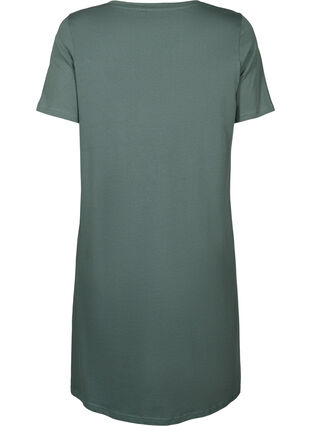 Zizzifashion Organic cotton nightdress with V-neck, Balsam Green Woke, Packshot image number 1