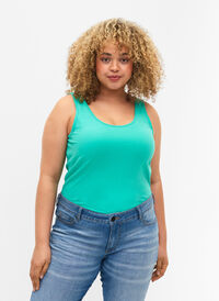 Cotton basic top, Aqua Green, Model