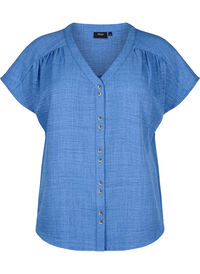 V-neck shirt blouse with short sleeves