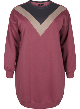 Zizzifashion Long sweatshirt with colourblock, Rose B. Color Block, Packshot image number 0