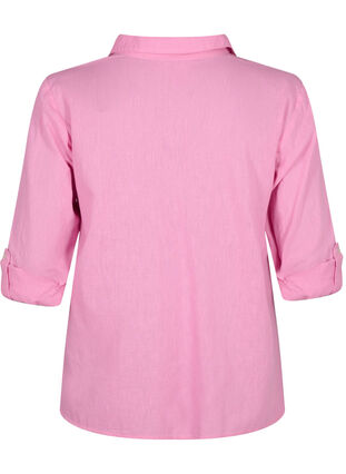 Zizzifashion Shirt blouse with button closure in cotton-linen blend, Rosebloom, Packshot image number 1
