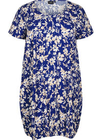Short-sleeved cotton dress with floral print