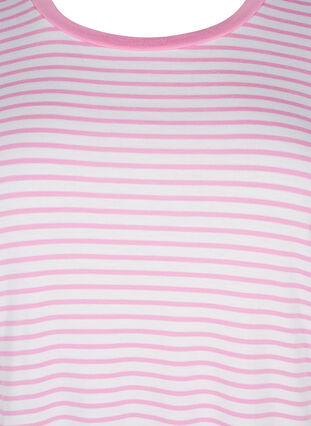 Zizzifashion Striped T-shirt in lyocell with round neck, B White Rosebloom St, Packshot image number 2