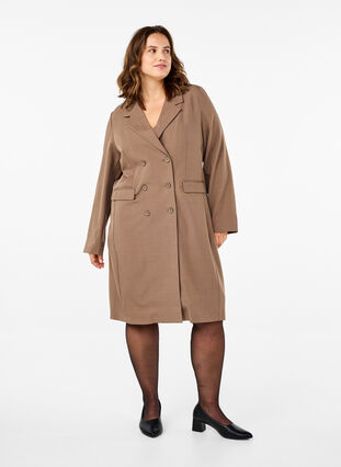 Zizzifashion Double-breasted blazer dress, Walnut, Model image number 2