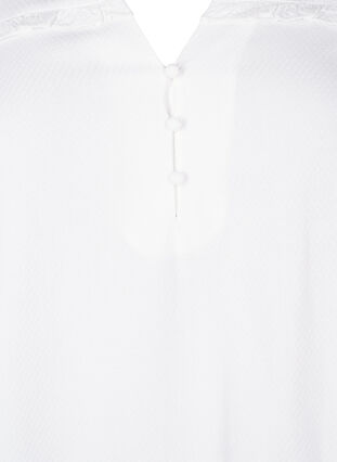 Zizzifashion Viscose blouse with smock and ruffle detail, Bright White, Packshot image number 2