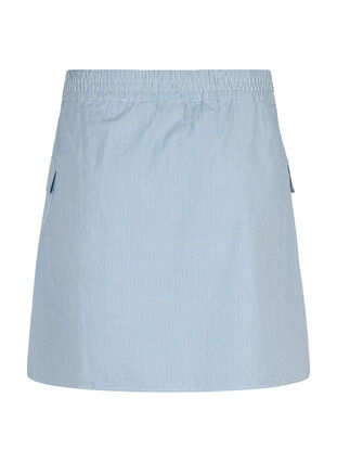 Zizzifashion Short cotton skirt with elasticated waistband, Nebulas B. W. Stripe, Packshot image number 1