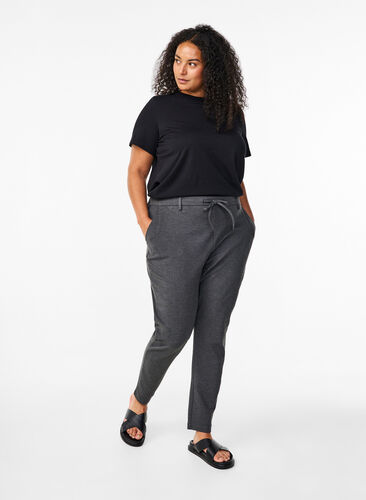 Zizzifashion Cropped Maddison trousers, Dark Grey Melange, Model image number 0