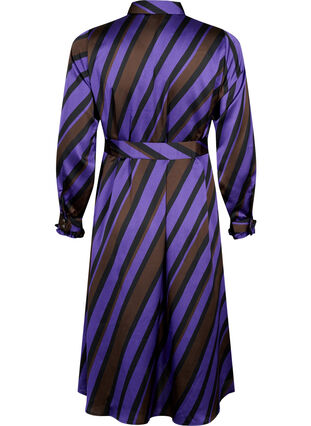 Zizzifashion Satin shirt dress with diagonal stripes, Stripe AOP, Packshot image number 1