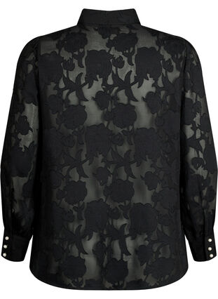 Zizzifashion Jacquard shirt with pearl buttons, Black, Packshot image number 1