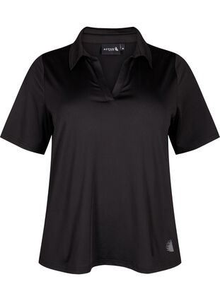 Zizzifashion Polo T-shirt with v-neck, Black, Packshot image number 0