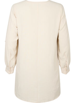 Zizzifashion Solid color tunic with v-neck and buttons, Warm Off-white, Packshot image number 1