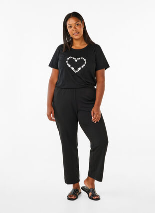 Zizzifashion FLASH - T-shirt with motif, Black Flower Heart , Model image number 2