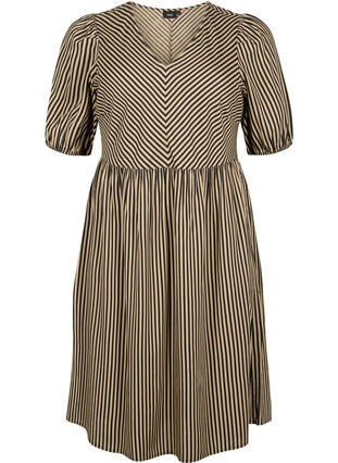 Zizzifashion Viscose dress with striped print, Coriander/Bl. Stripe, Packshot image number 0