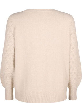 Zizzifashion Knitted blouse with lace pattern, Pumice Stone Mel., Packshot image number 1