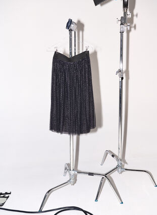 Zizzifashion Mesh skirt with glitter, Black, Model image number 0