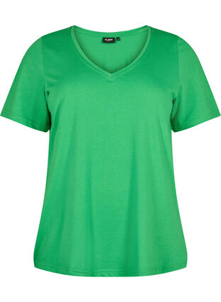 Zizzifashion FLASH - T-shirt with v-neck, Kelly Green, Packshot image number 0