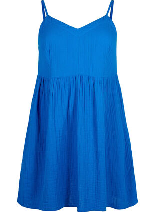 Zizzifashion Cotton beach dress with narrow straps, Victoria blue, Packshot image number 0