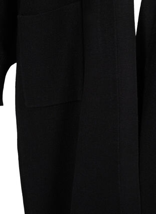 Zizzifashion Long knitted cardigan with pockets, Black, Packshot image number 3