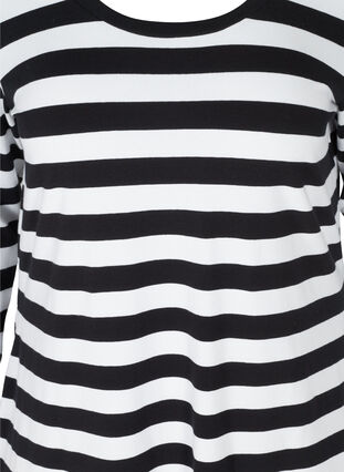 Zizzifashion Striped cotton dress with long sleeves , Black w. White, Packshot image number 2