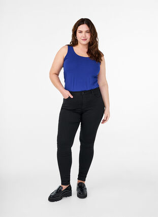 Zizzifashion Solid color basic top in cotton, Sodalite Blue, Model image number 2