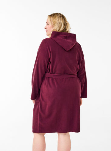 Zizzifashion Morning robe with zipper and hood, Fig, Model image number 1