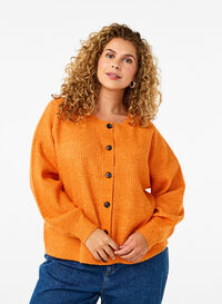 Rib knit cardigan with buttons, Marmelade Mel., Model