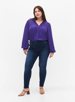 Zizzifashion Long-sleeved shirt blouse in viscose, Heliotrope, Model image number 3