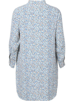 Zizzifashion Dotted viscose dress with buttons, Blue Dot AOP, Packshot image number 1