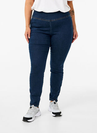 Zizzifashion Stretchy jeggings with high waist, Dark Blue, Model image number 2