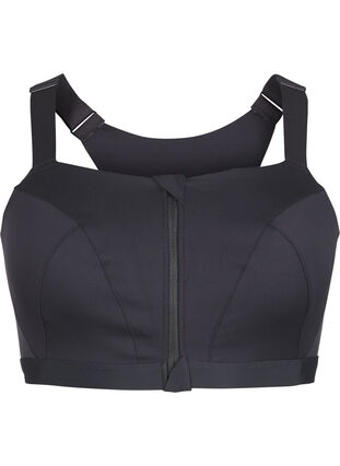 Zizzifashion Sports bra with a front closure and high support, Black, Packshot image number 0