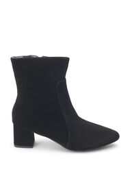 Wide fit - Suede ankle boots with heel, Black, Packshot