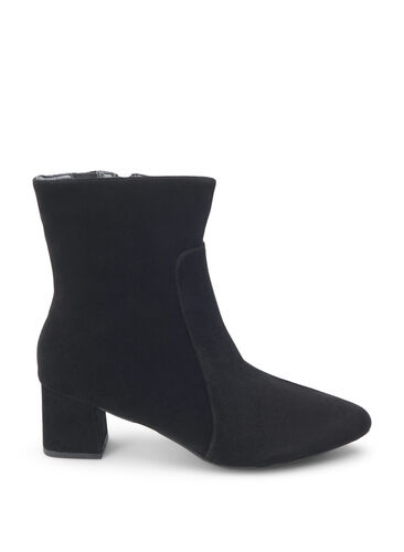 Zizzifashion Wide fit - Suede ankle boots with heel, Black, Packshot image number 0