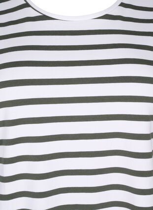 Zizzifashion Striped T-shirt in organic cotton, Thyme Stripe, Packshot image number 2